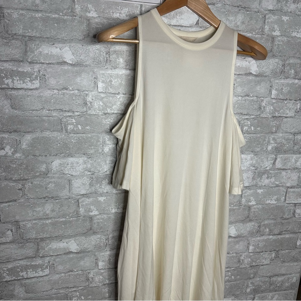 EUC H&M High Neck Shoulder Cutout Cream Midi Sundress NWT Size 8 (RN101255) - Picture 3 of 15